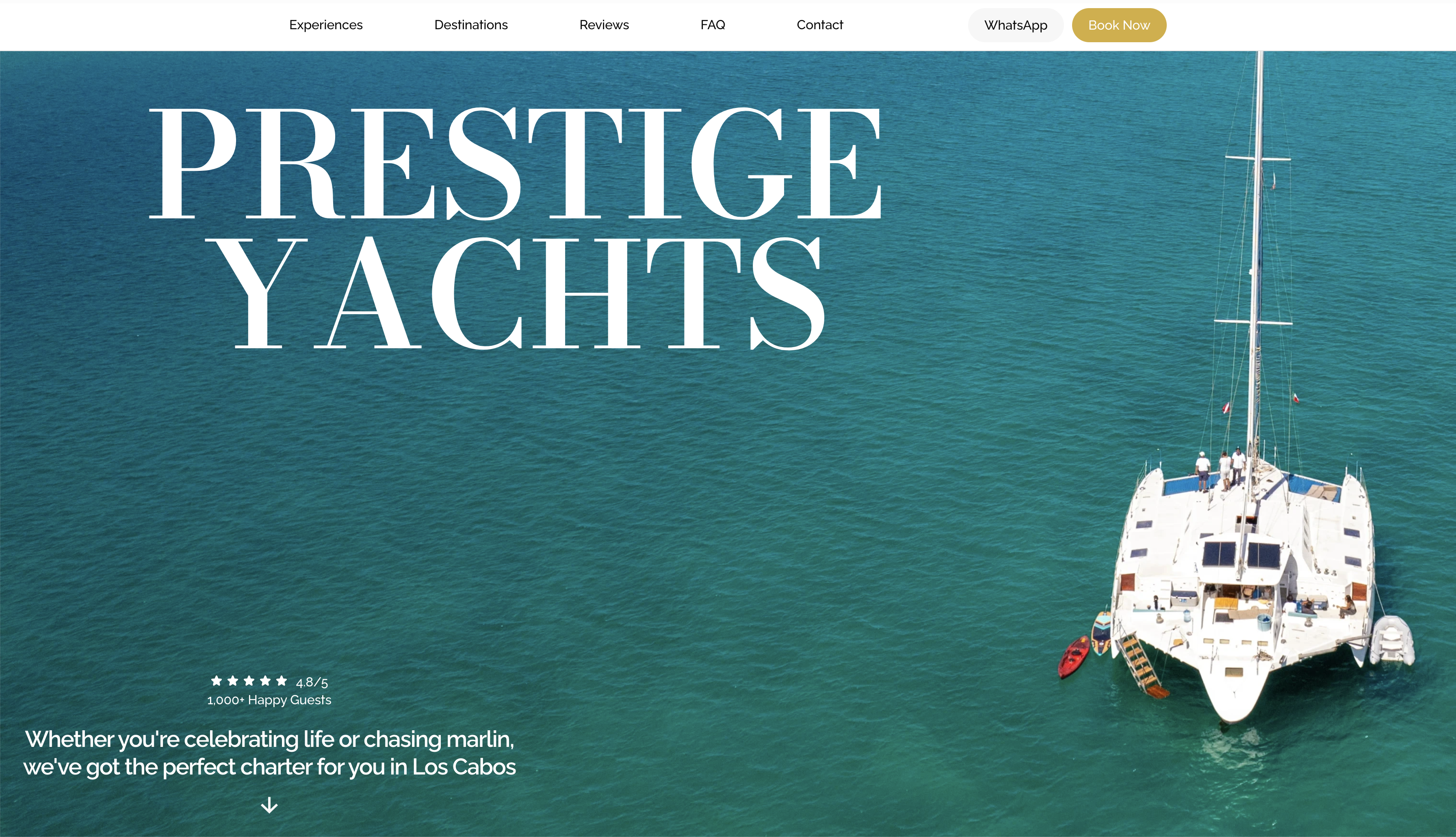 Prestige Yachts Cabo website — yacht charter bookings in Los Cabos